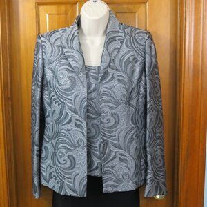 Kasper 2 Piece Silver/Gray Blazer Tank Set Evening Wedding Lined Size 2P